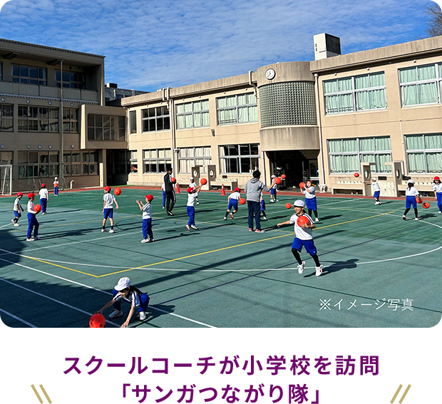 スクールコーチが小学校を訪問「サンガつながり隊」